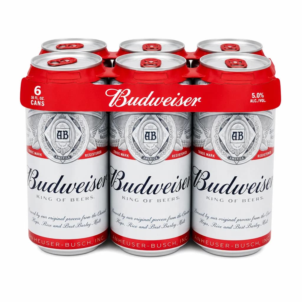 Budweiser 6-Pack 16oz Cans | American Lager thumbnail 1
