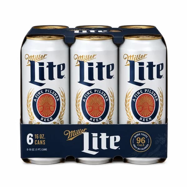 Miller Lite 6-Pack 16oz Cans | Light Beer